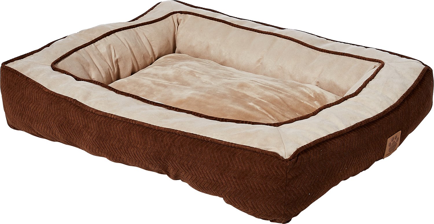 Precision Chevron Chenille Gusset Low Bumper Pet Bed, Chocolate