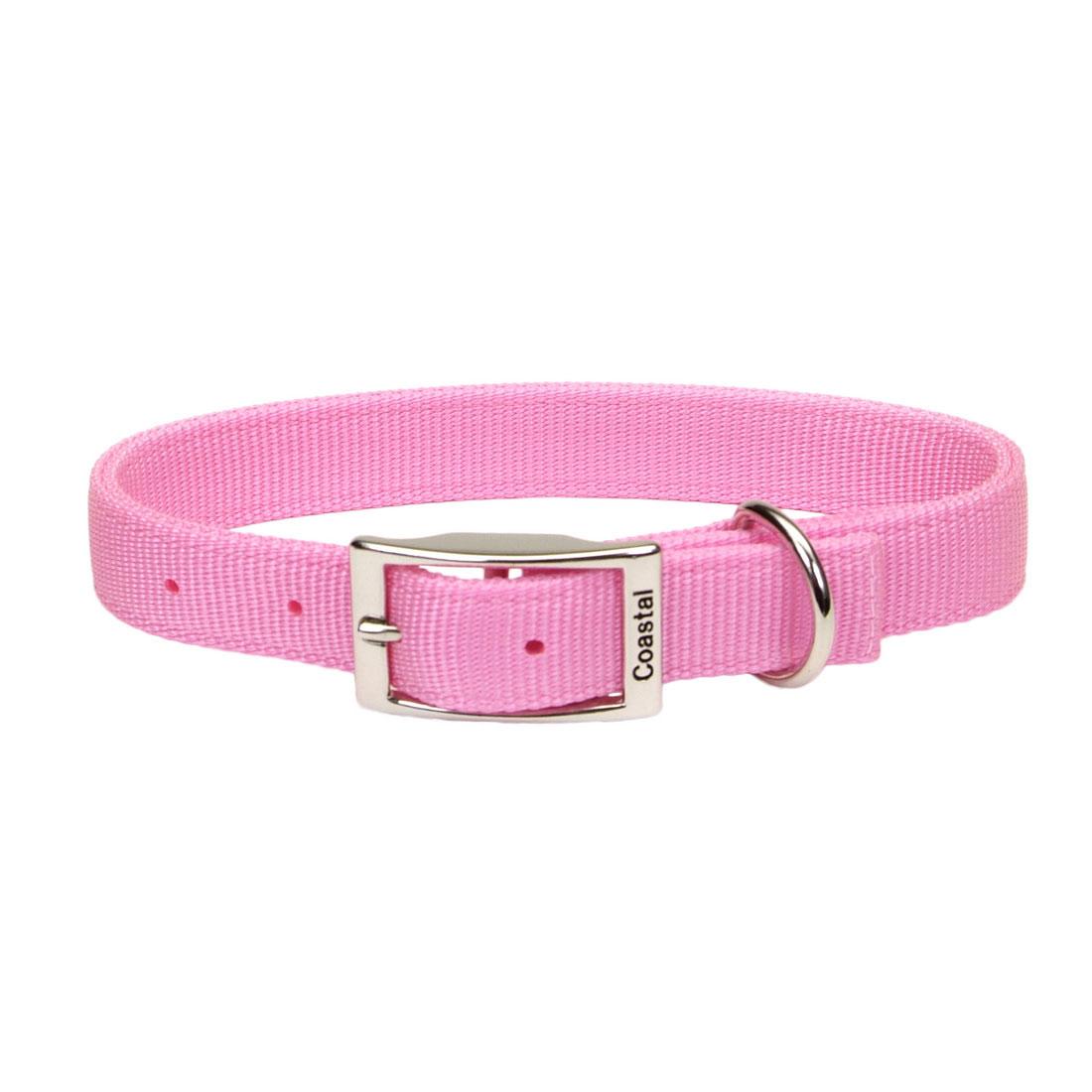 Coastal Double-Ply Dog Collar, Pink Bright, 1-in x 18-in