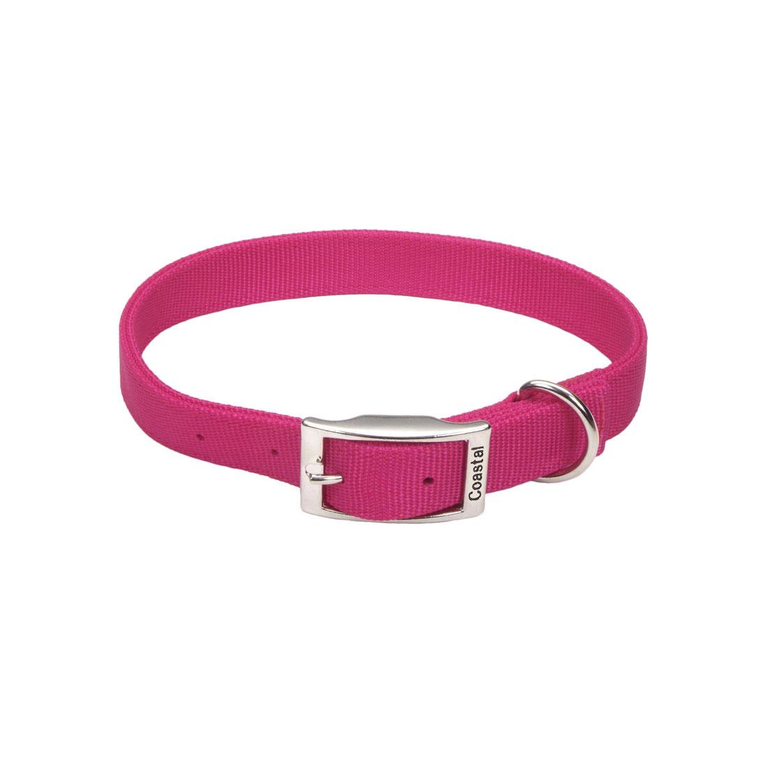Coastal Double-Ply Dog Collar, Pink Flamingo, 1-in x 24-in