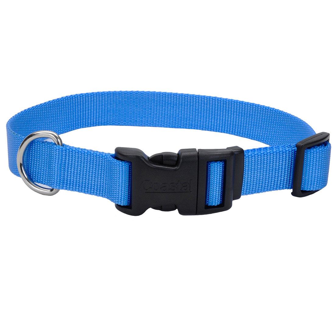 Coastal Adjustable Collar with Plastic Buckle for Dogs, Blue Lagoon, 1-in x 14-20-in