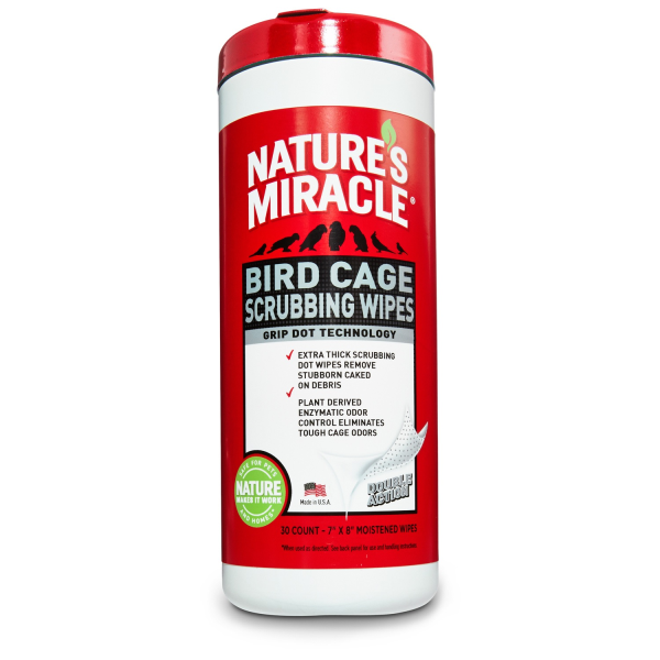 Nature's Miracle Bird Cage Scrubbing Wipes, 30-count