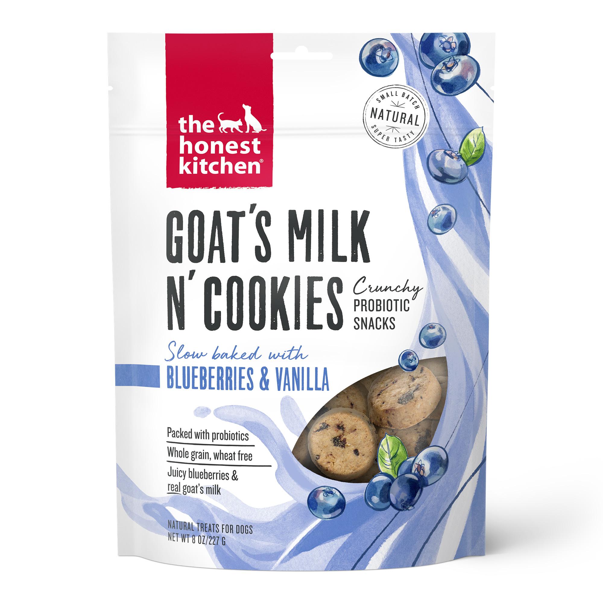The Honest Kitchen Goat's Milk N' Cookies Blueberries & Vanilla Dog Treats, 8-oz