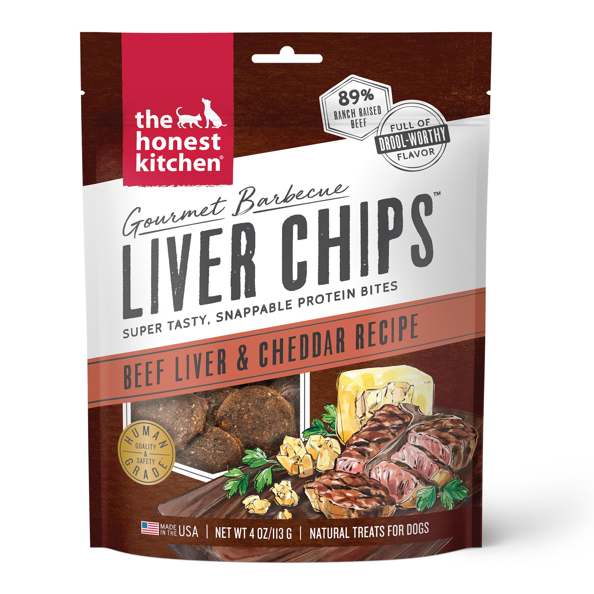 The Honest Kitchen Gourmet Barbecue Liver Chips Beef Liver & Cheddar Dog Treats, 4-oz