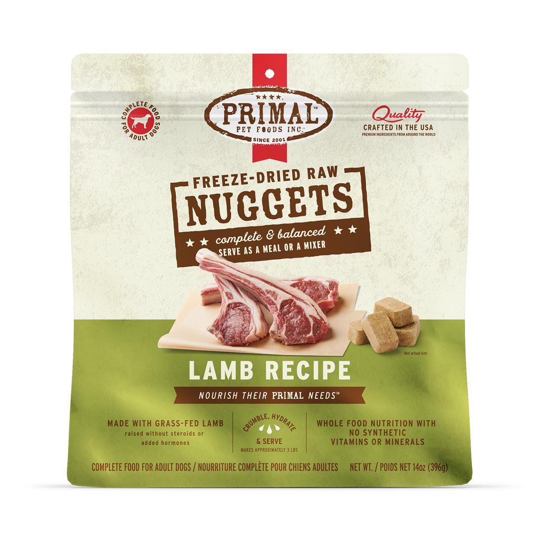 Primal Lamb Recipe Nuggets Freeze-Dried Raw Dog Food, 14-oz