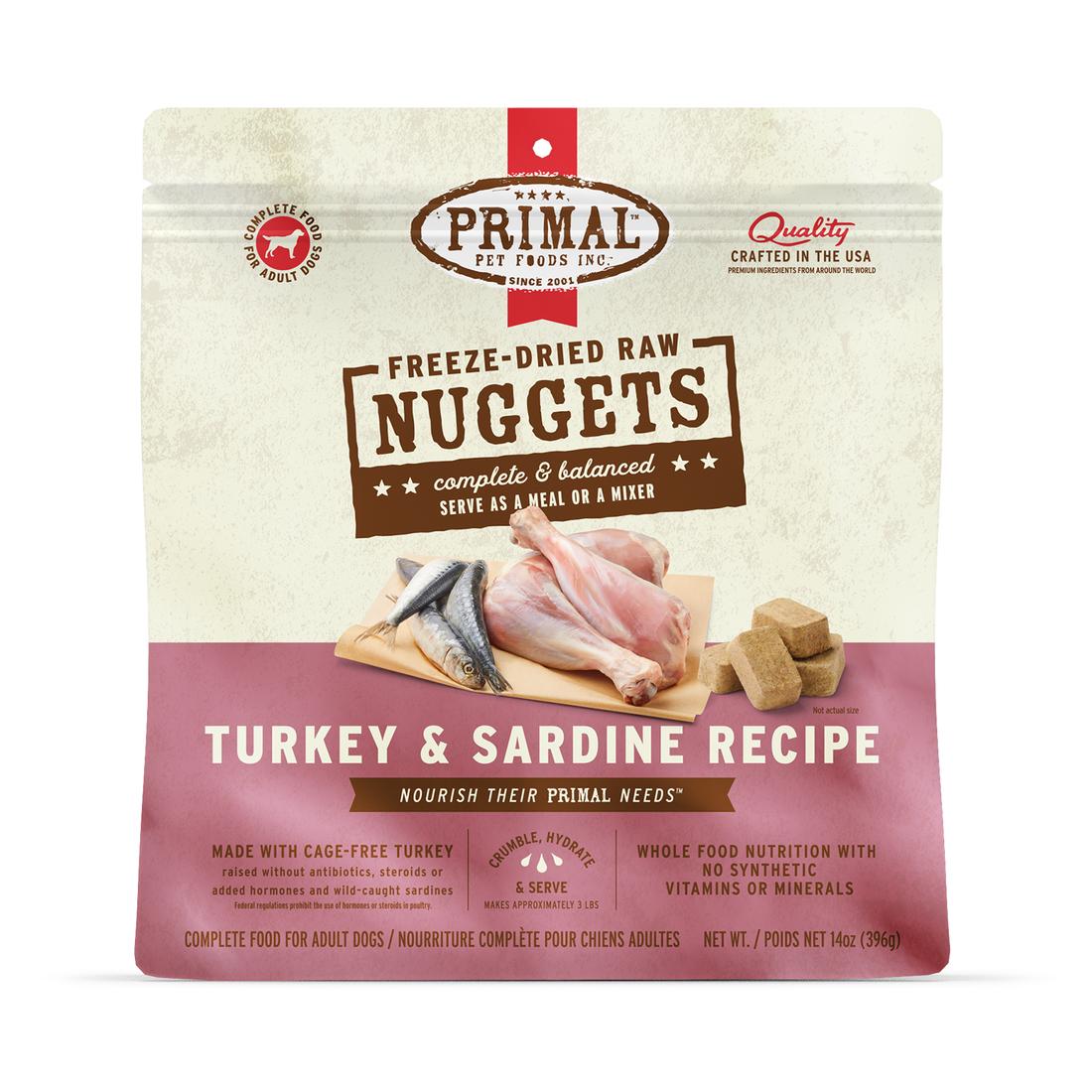Primal Turkey & Sardine Recipe Nuggets Freeze-Dried Raw Dog Food, 14-oz