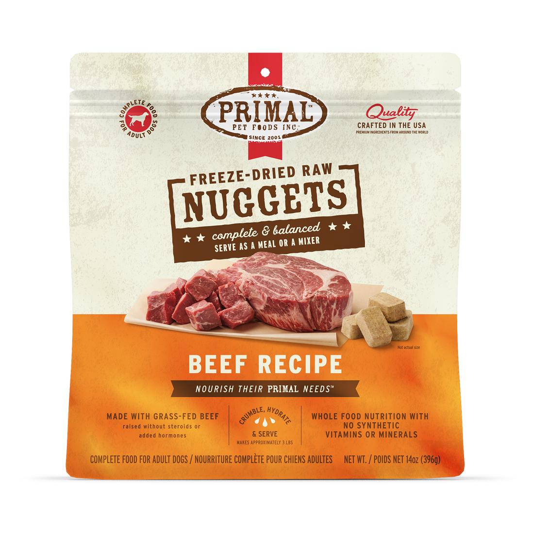 Primal Raw Beef Nuggets Freeze-Dried Raw Dog Food, 14-oz