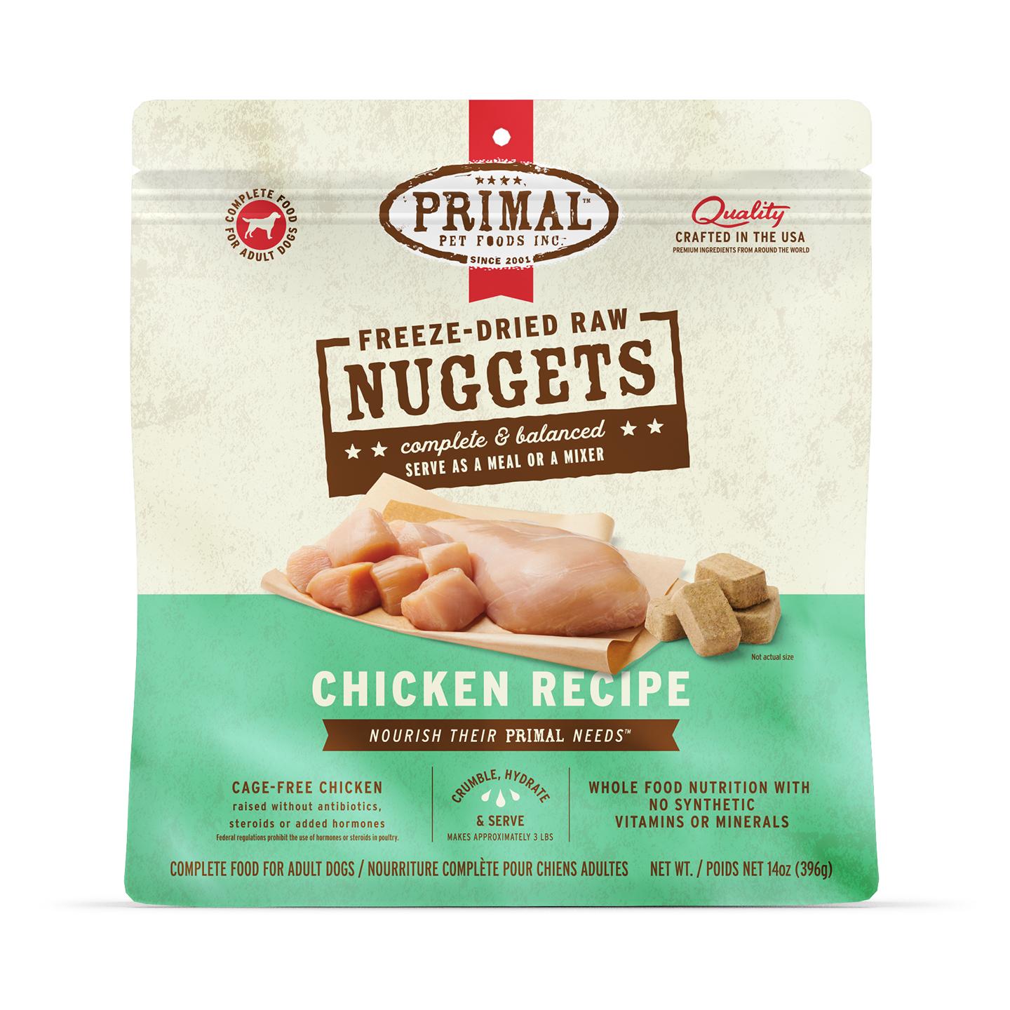 Primal Chicken Recipe Nuggets Freeze-Dried Raw Dog Food, 14-oz