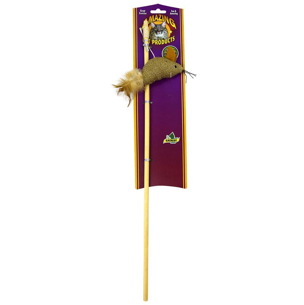 Amazing Pet Products Teaser Wand with Natural Mouse Cat Toy