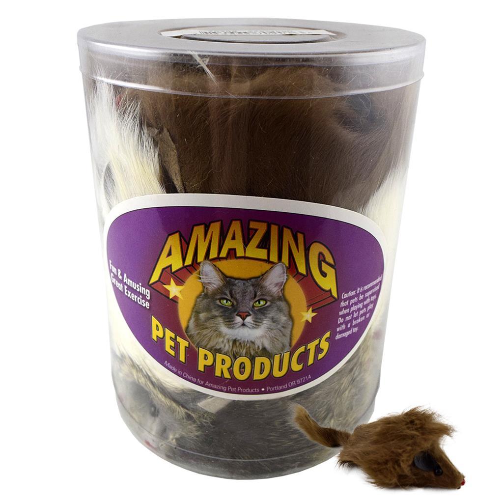 Amazing Pet Products Fur Mouse Long Hair Squeak Cat Toy
