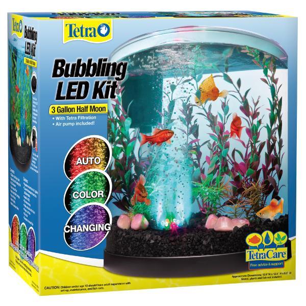 Tetra Bubbling LED Half Moon Aquarium Kit, 3-gal