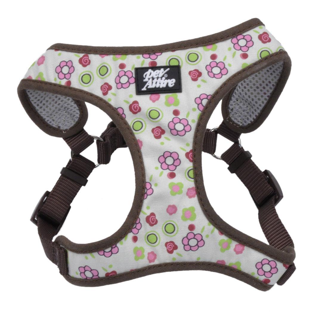 Ribbon Designer Wrap Adjustable Dog Harness, Floral Rose, 5/8-in x 16-19-in
