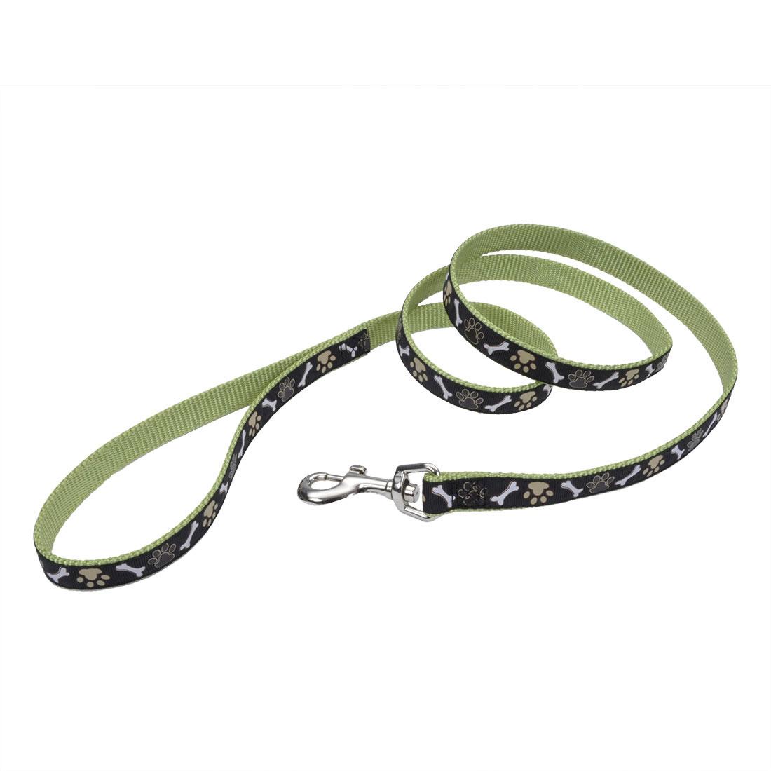 Ribbon Dog Leash, Brown Paws & Bones