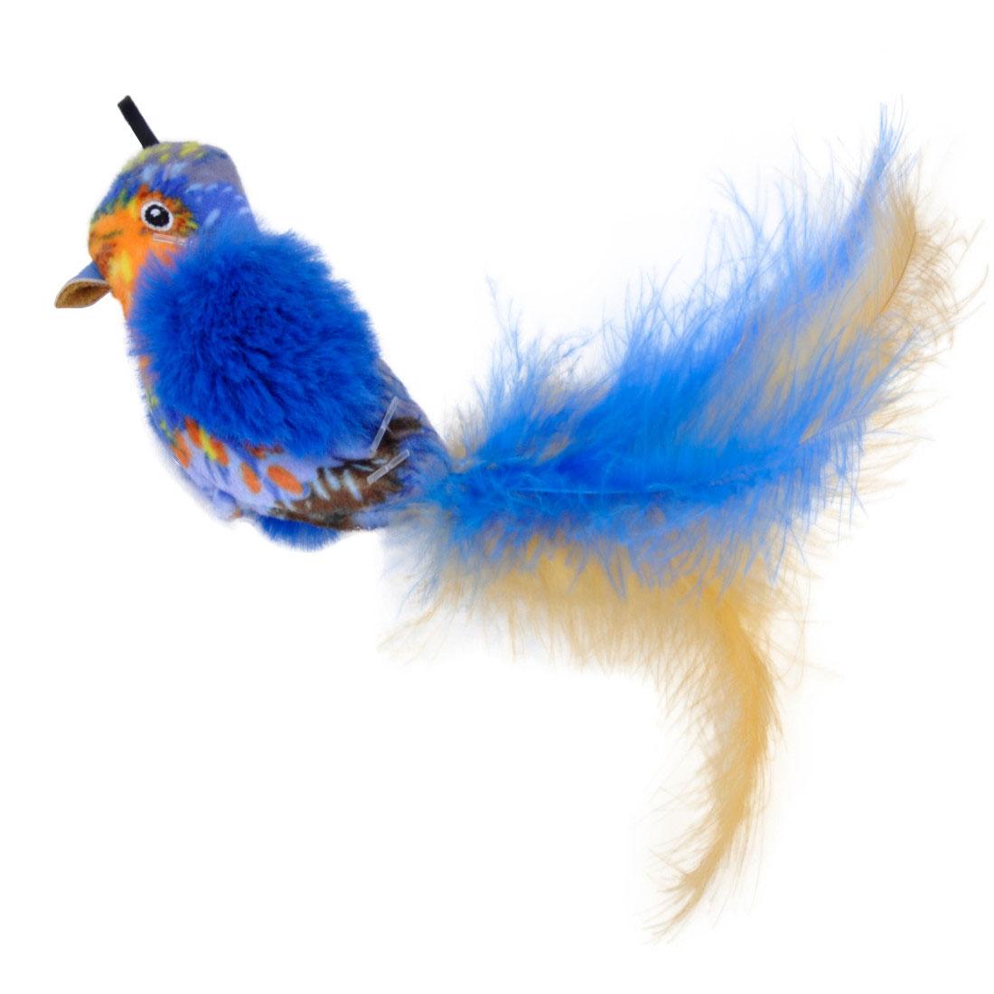 Turbo Life-like Bird Cat Toy, Blue, 8-in