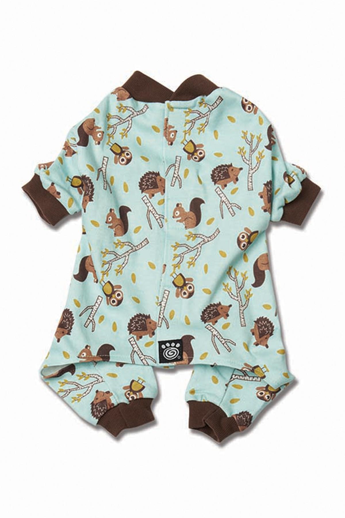 PetRageous Owl, Squirrel, Hedgehog Dog Pajama, Blue, Large