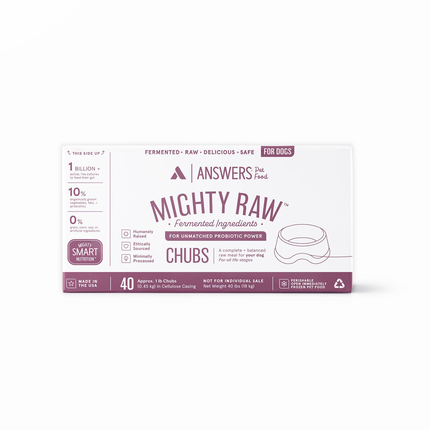 Answers Pet Food Mighty Raw Pork Frozen Dog Food, Bulk, 40-lb