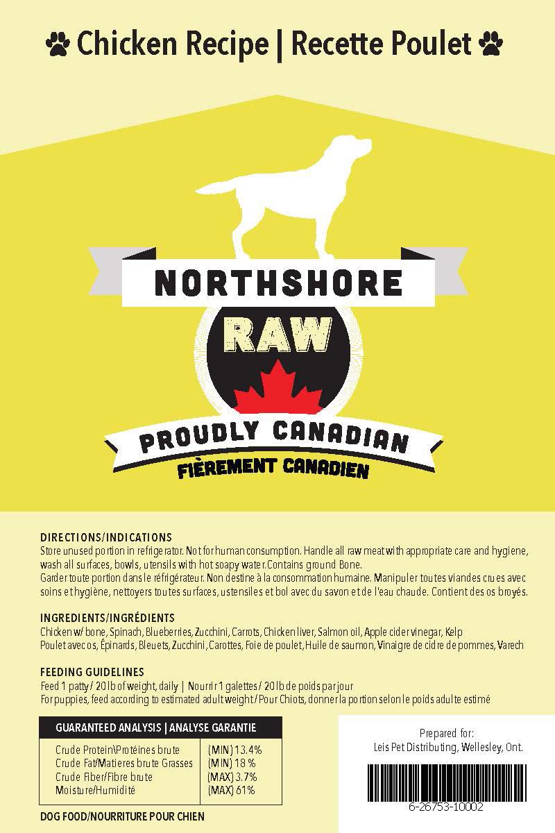 Northshore RAW Chicken Patties Frozen Dog Food
