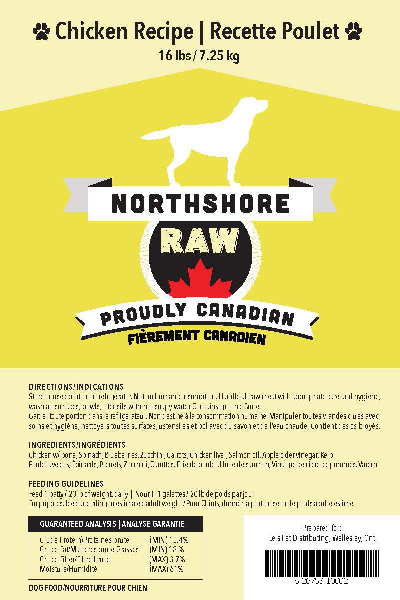 Northshore RAW Chicken Patties Frozen Dog Food, 7.2-kg