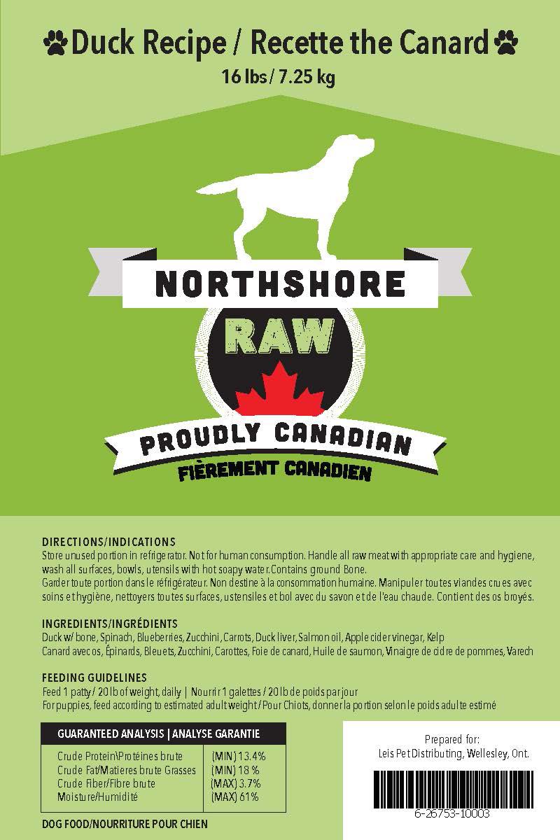 Northshore RAW Duck Patties Frozen Dog Food, 7.2-kg