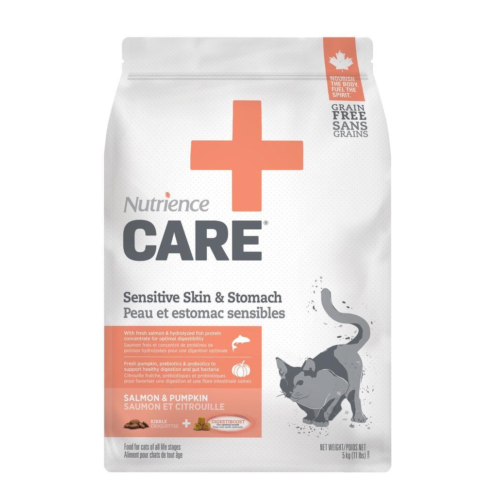 Nutrience Care peau et estomac sensibles Nourriture sèche pour chats au saumon et à la citrouille, 5 kg