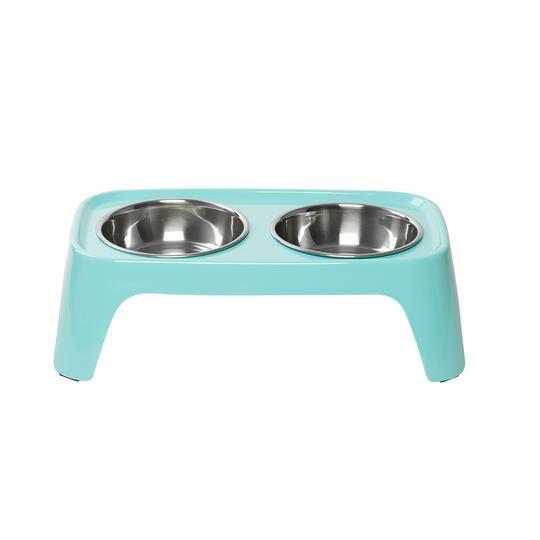 Messy Mutts Totally Pooched Elevated Feeder Stainless Steel Dog Bowl, Teal, Large (**)