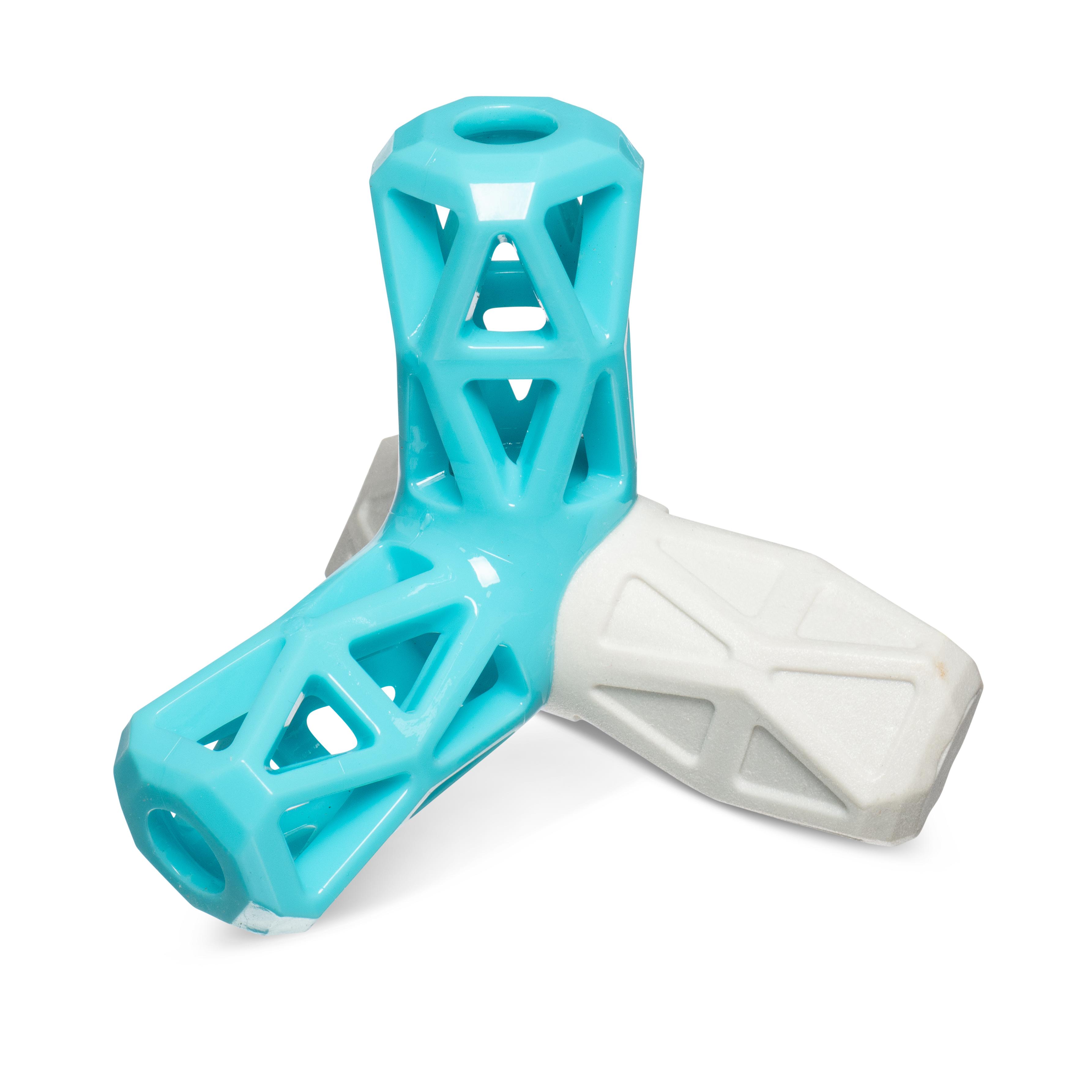 Messy Mutts Totally Pooched Squeak n' Stuff Pyramid Treat Dispensing Dog Toy, Grey/Teal