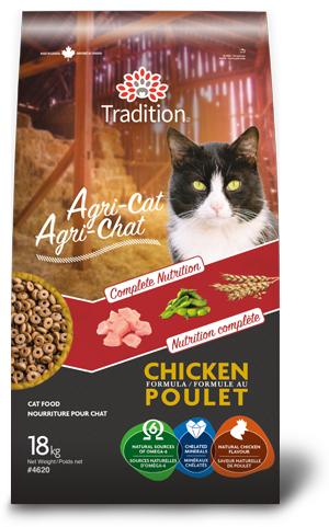 Tradition Agri-Cat Chicken Poulet Dry Cat Food, 18-kg