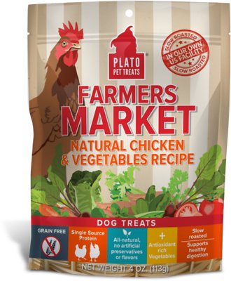 Plato Farmers Market Chicken & Vegetables Grain-Free Dog Treats, 4-oz (**)