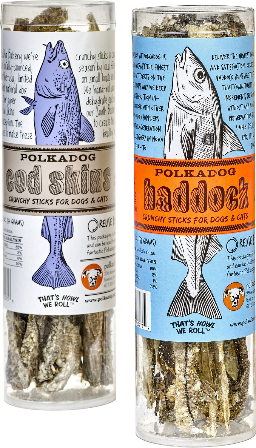 Polkadog Cod Skins & Haddock Skins Dog & Cat Treats, 2-pack