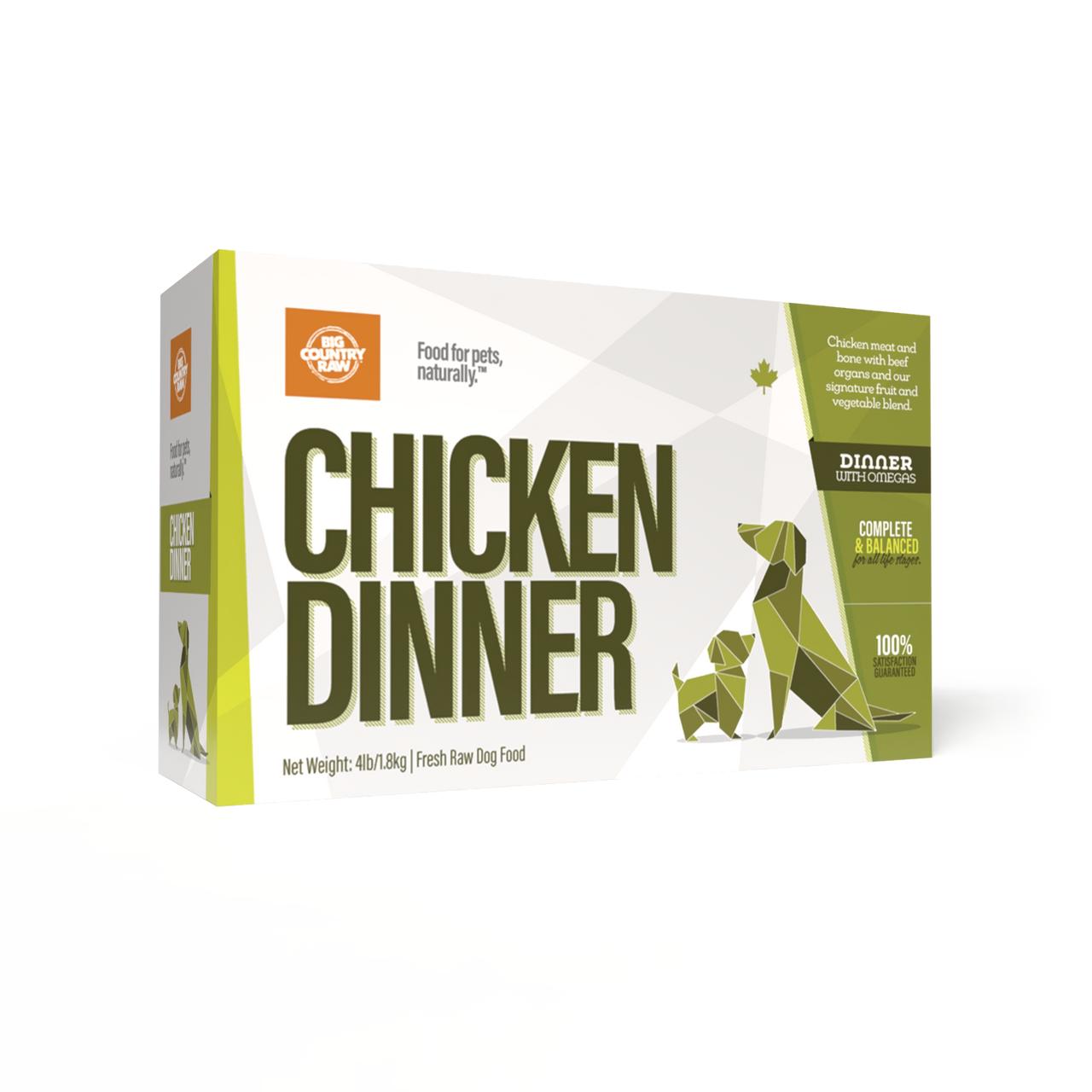 Big Country Raw Chicken Dinner Frozen Dog Food Carton, 4-lb