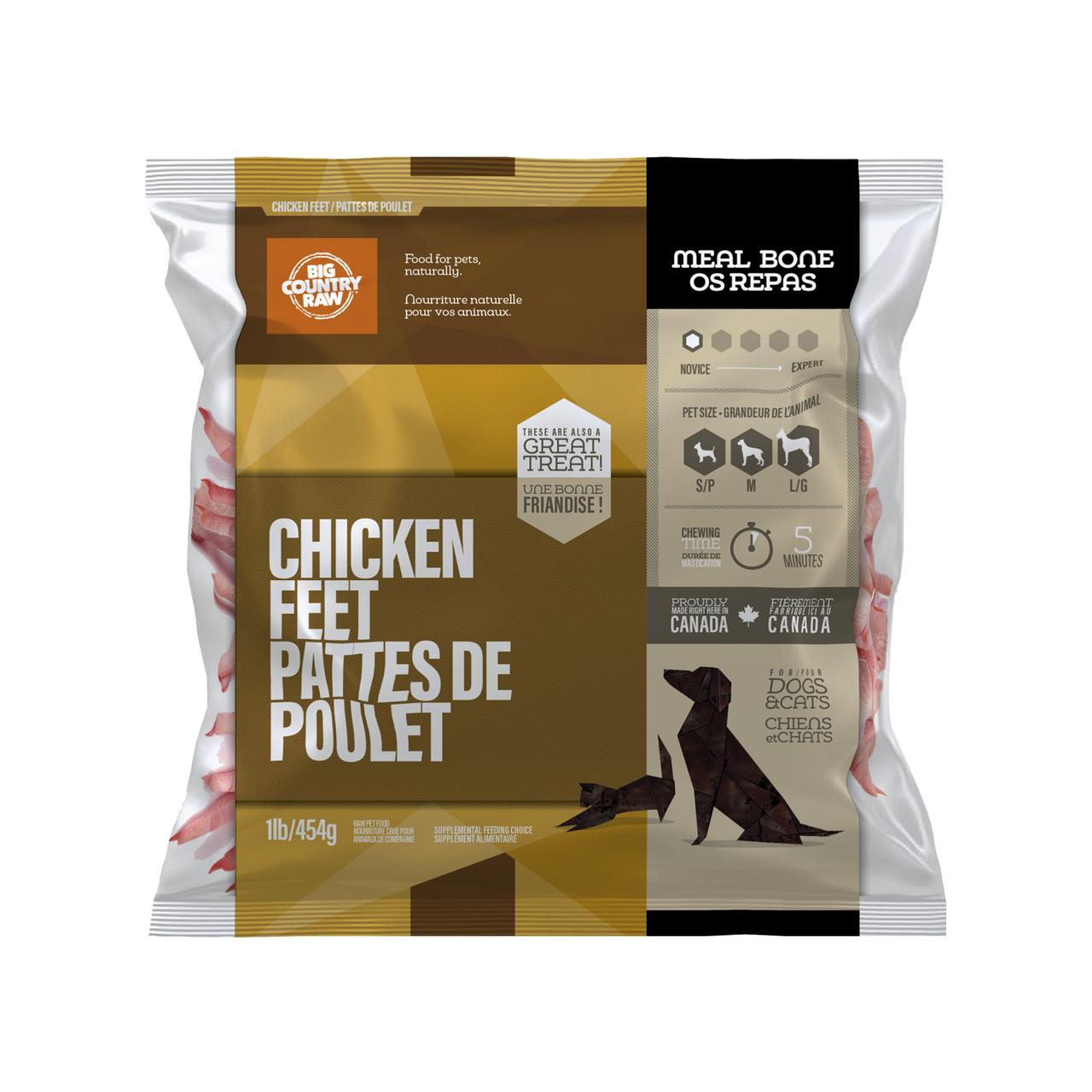 Big Country Raw Chicken Feet Frozen Dog & Cat Treats, 1-lb