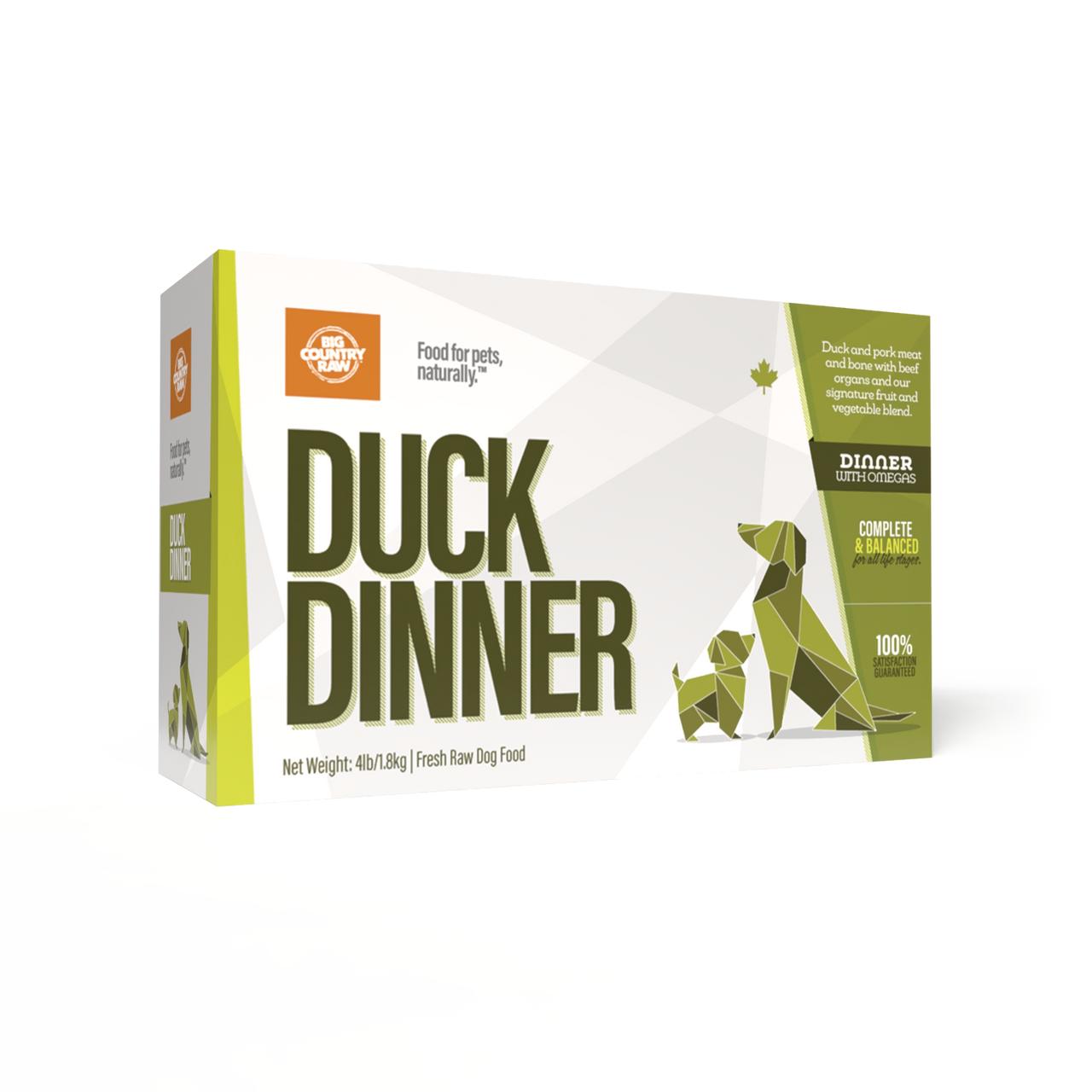 Big Country Raw Duck Dinner Frozen Dog Food Carton, 4-lb