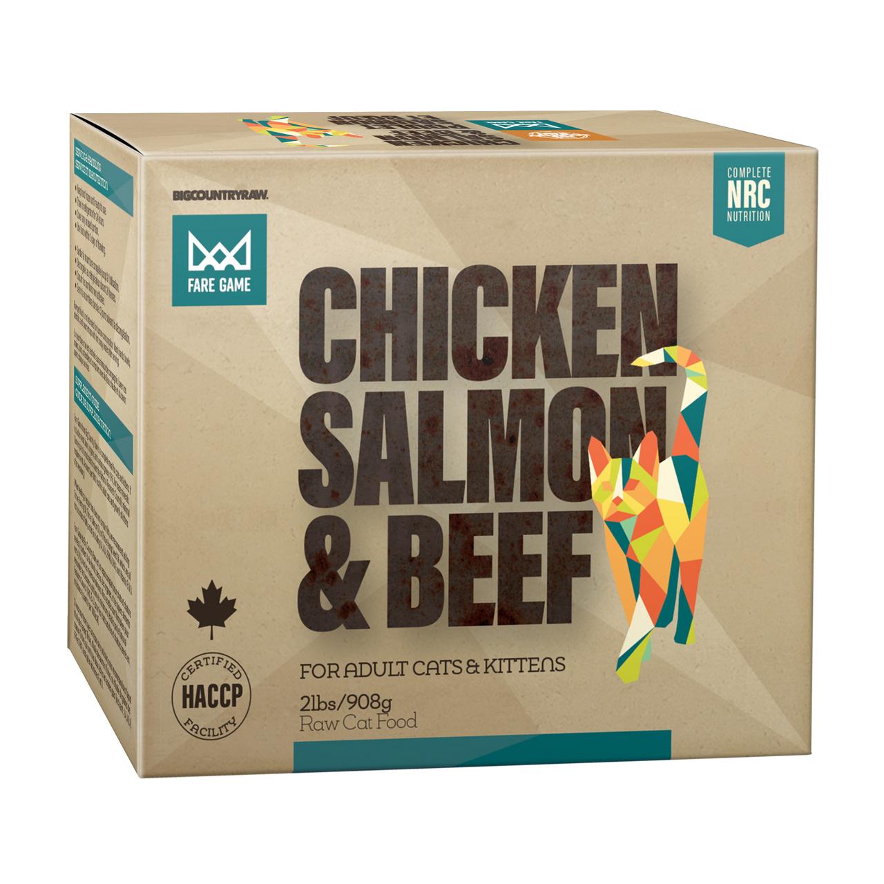 Big Country Raw Fare Game Chicken, Salmon & Beef Frozen Cat Food, 2-lb