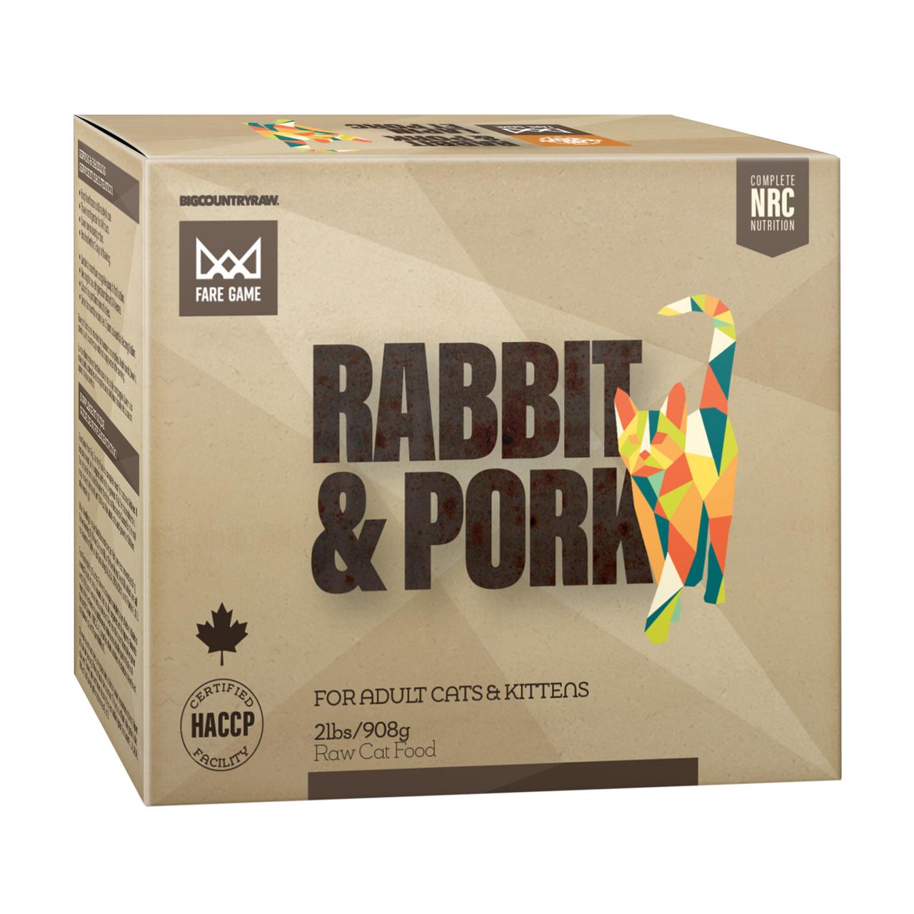 Big Country Raw Fare Game Rabbit & Pork Frozen Cat Food, 2-lb