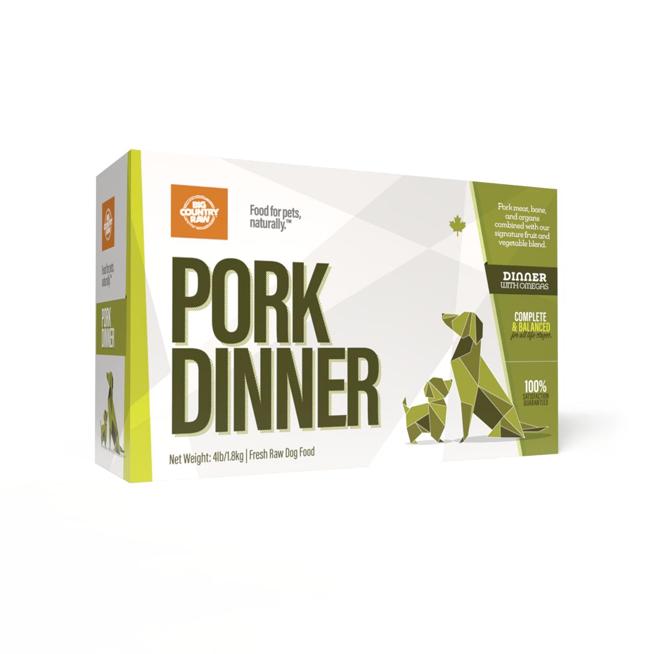 Big Country Raw Pork Dinner Frozen Dog Food Carton, 4-lb