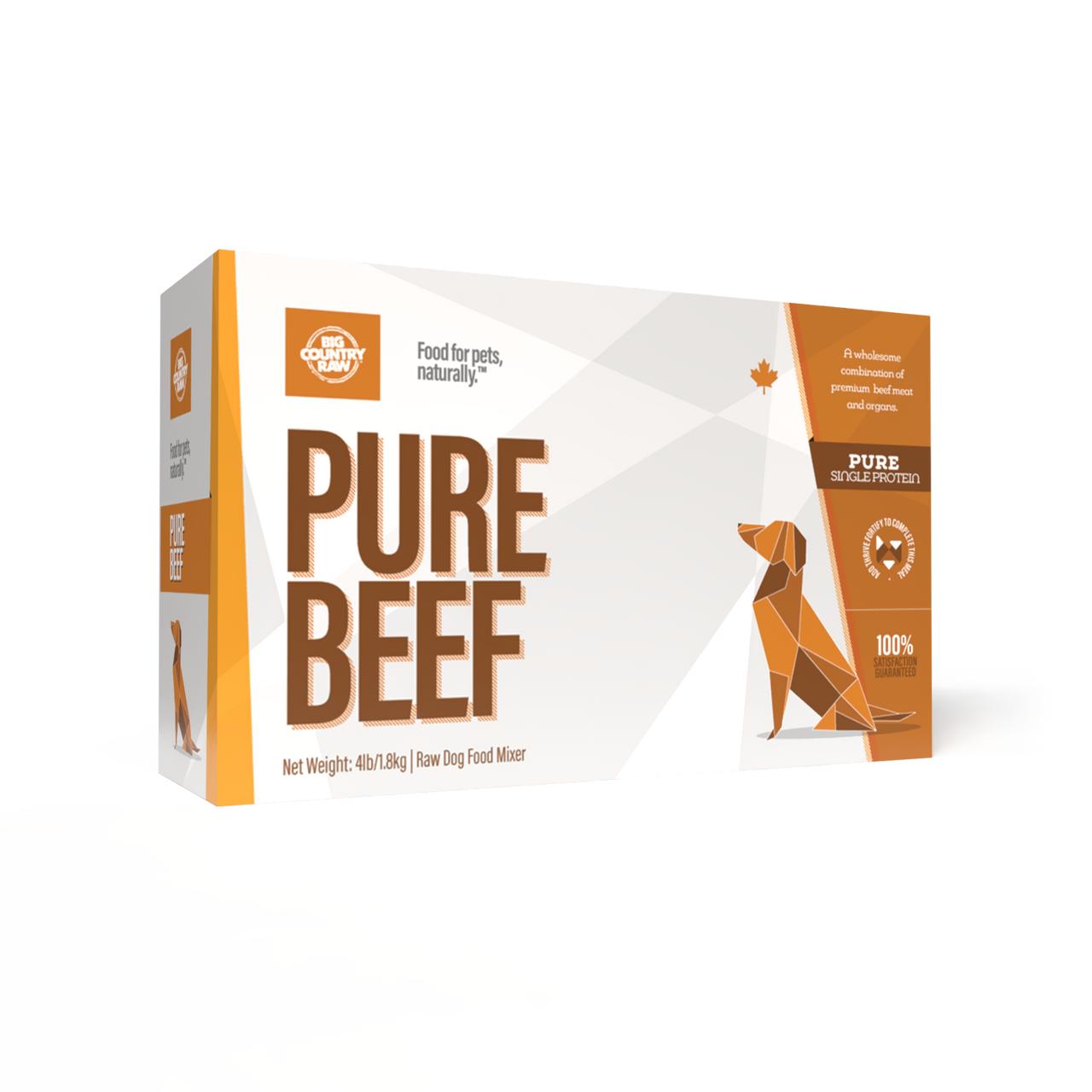 Big Country Raw Pure Beef Frozen Dog Food Carton, 4-lb