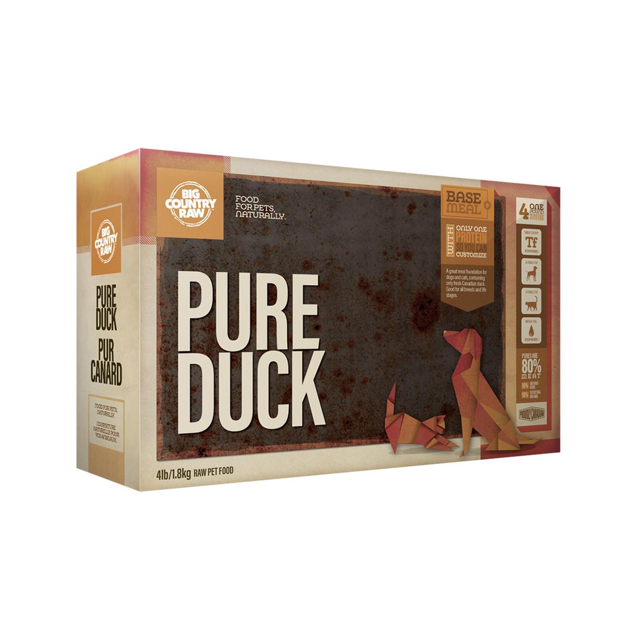 Big Country Raw Pure Duck Frozen Dog & Cat Food Carton, 4-lb