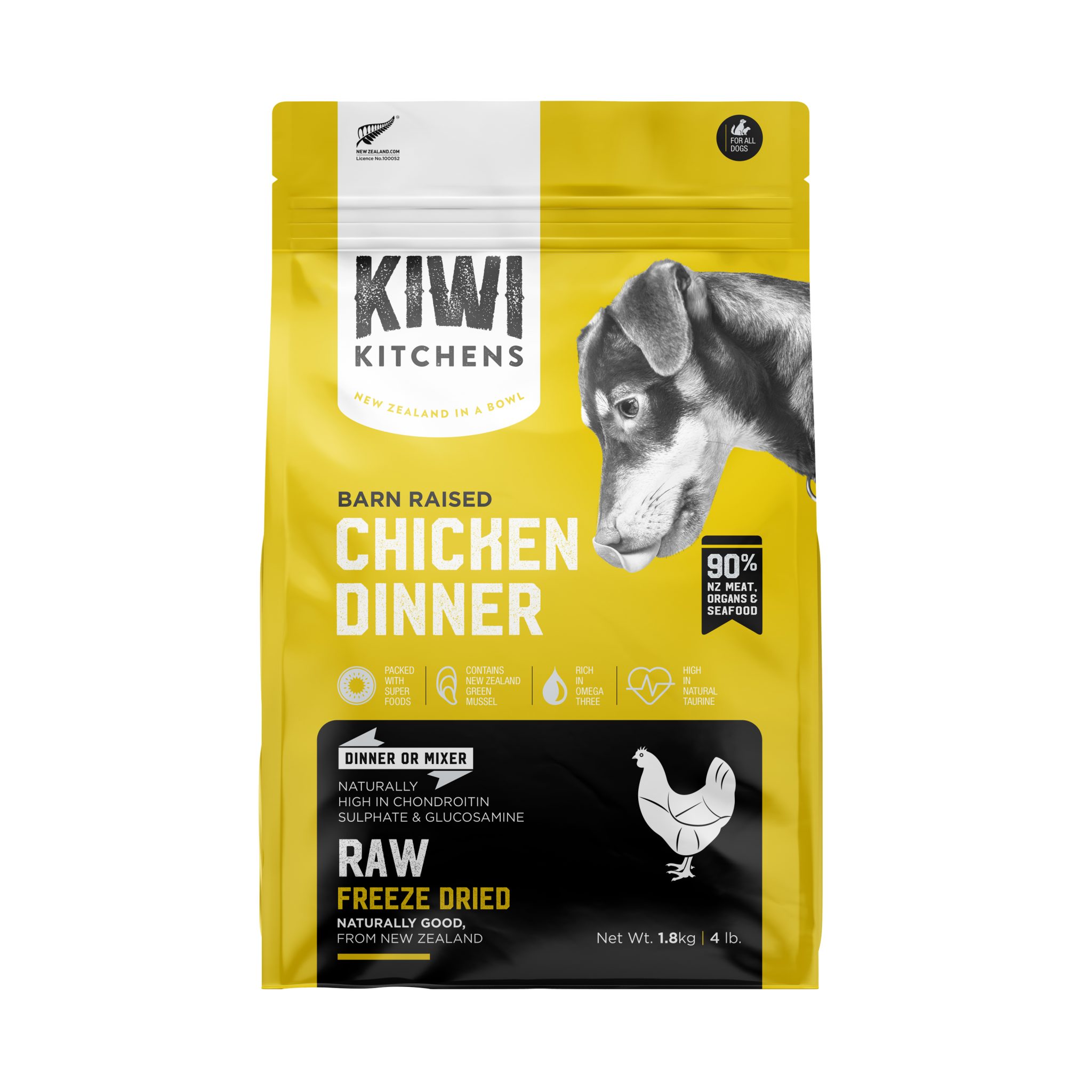 Kiwi Kitchens Chicken Dinner Raw Freeze-Dried Dog Food, 4-lb