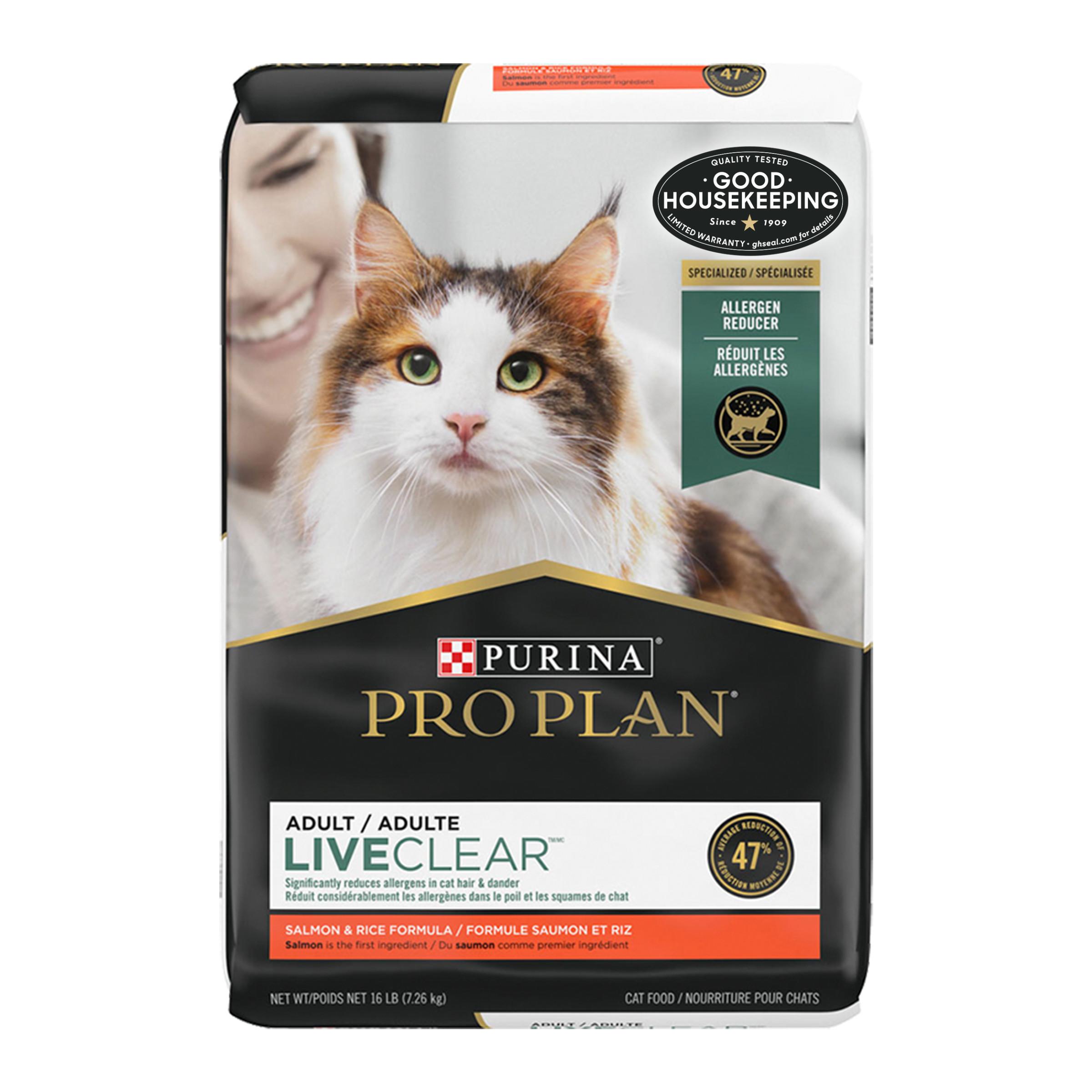 Purina Pro Plan LiveClear Allergen Reducing Salmon & Rice Adult Dry Cat Food, 16-lb