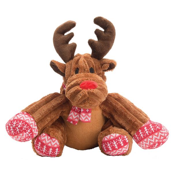 Patchwork Pet Sitting Reindeer Dog Toy, 12-in