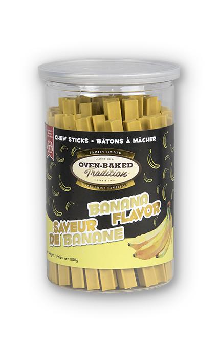 Friandises pour chiens Oven-Baked Tradition Bâtonnets à mâcher à la banane, 500 grammes