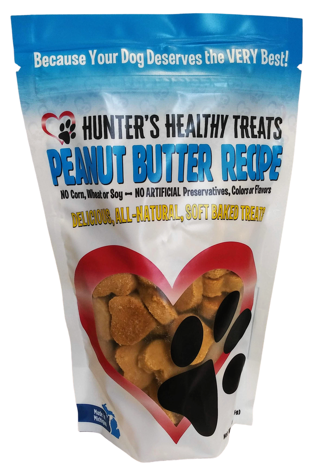Hunter's Healthy Treats Peanut Butter Hearts Treats for Small Dogs, 13-oz
