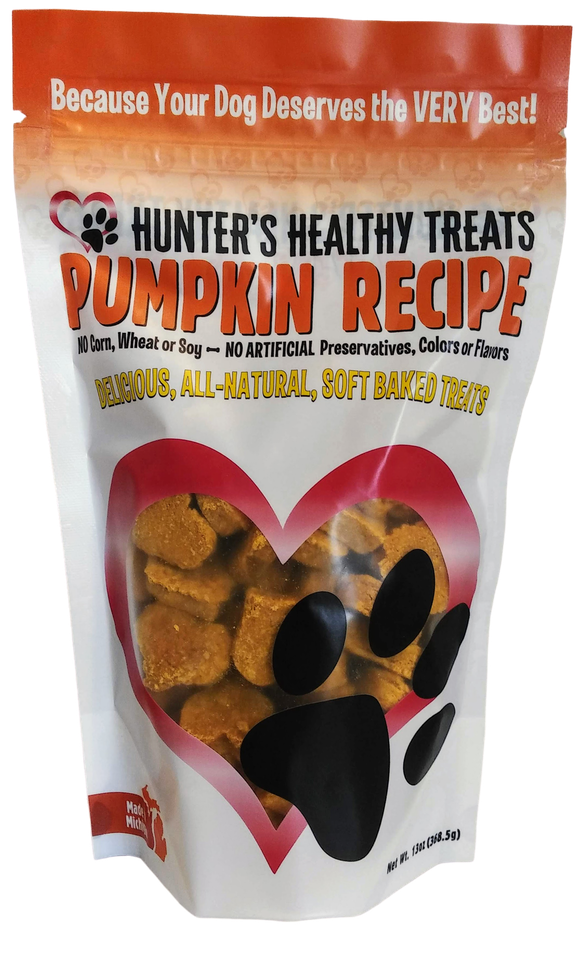Hunter's Healthy Treats Pumpkin Hearts Treats for Small Dogs, 13-oz