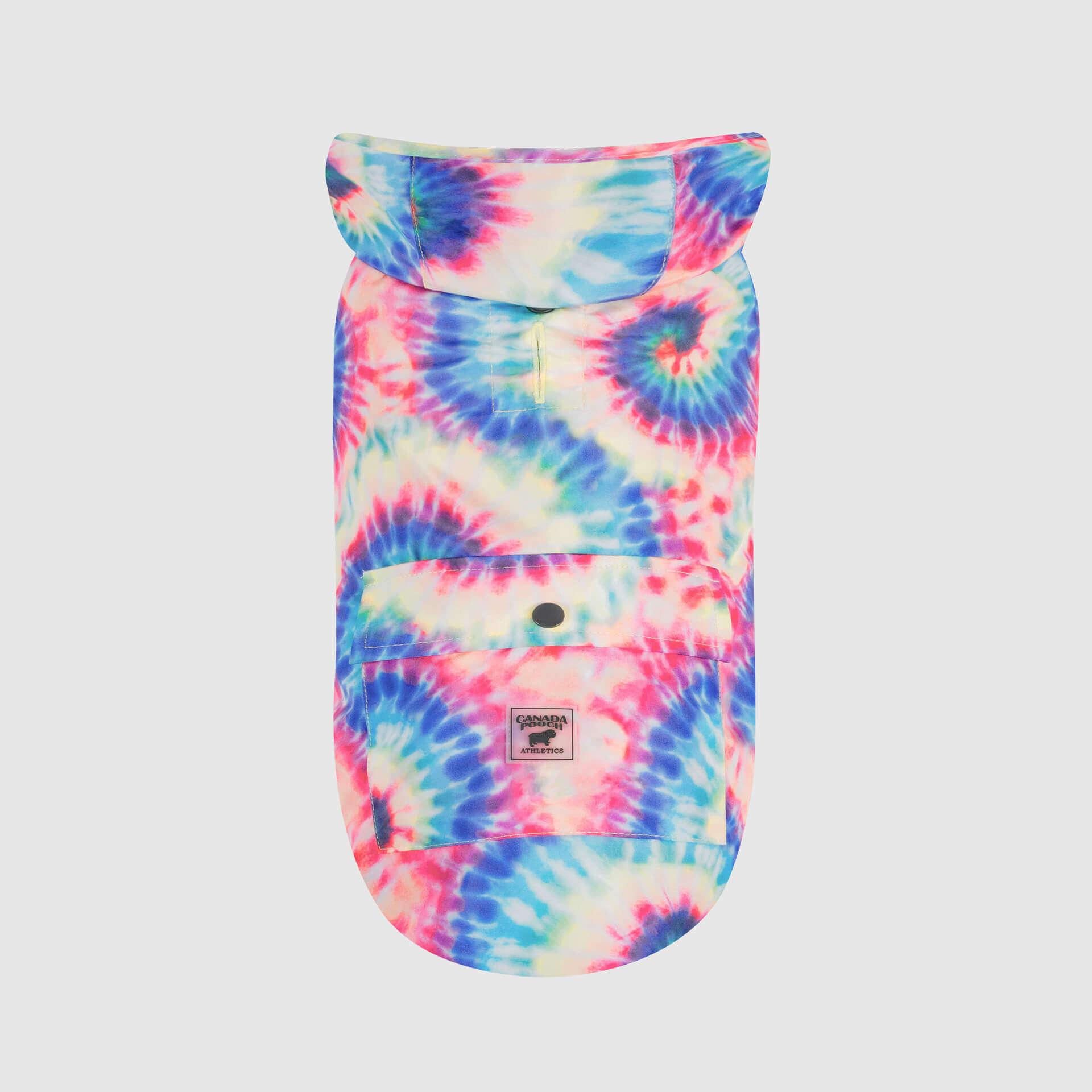 Canada Pooch Pick Me Poncho Dog Raincoat, Tie Dye, 24