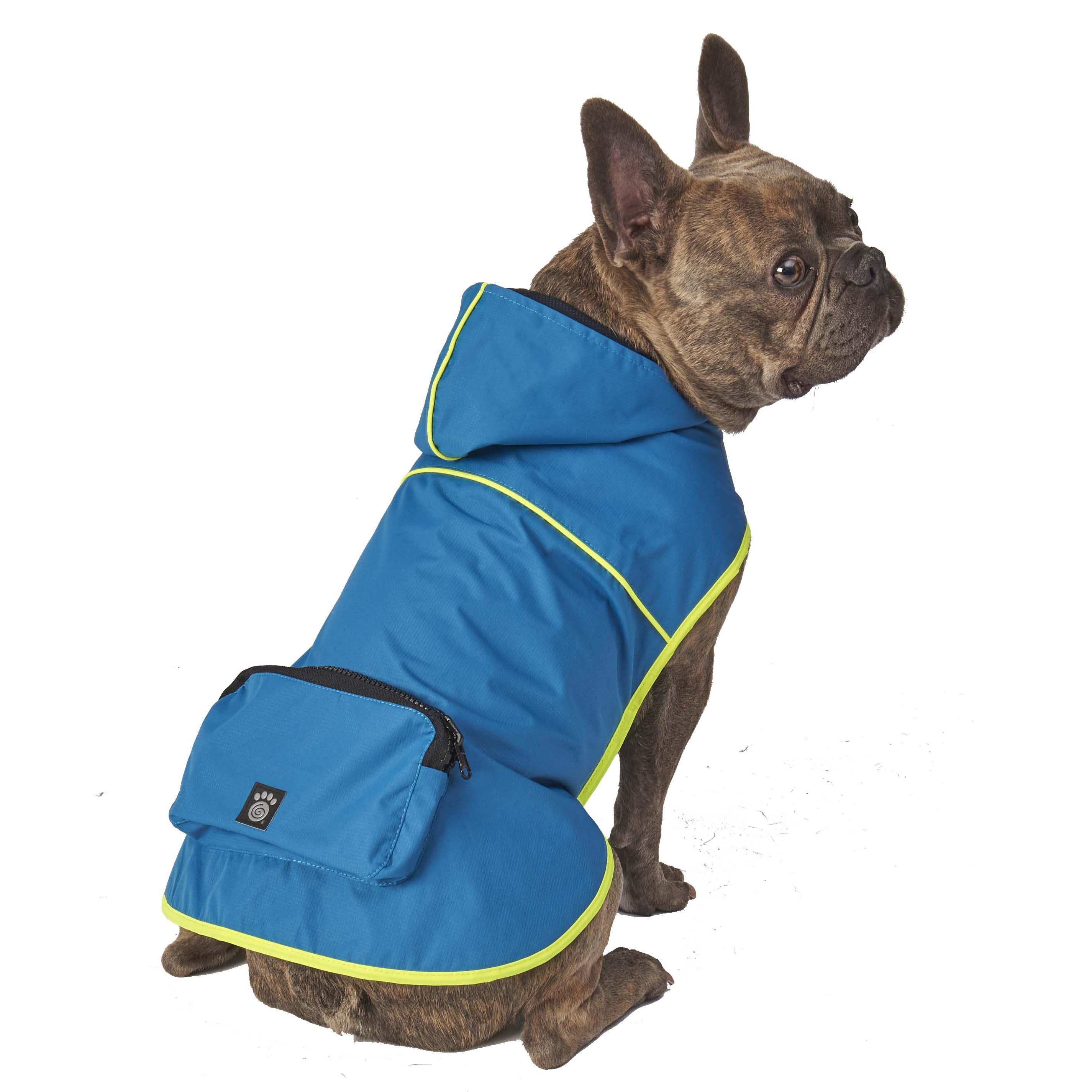 PetRageous Designs Banff Packable Rain Jacket, Blue, XX-Large