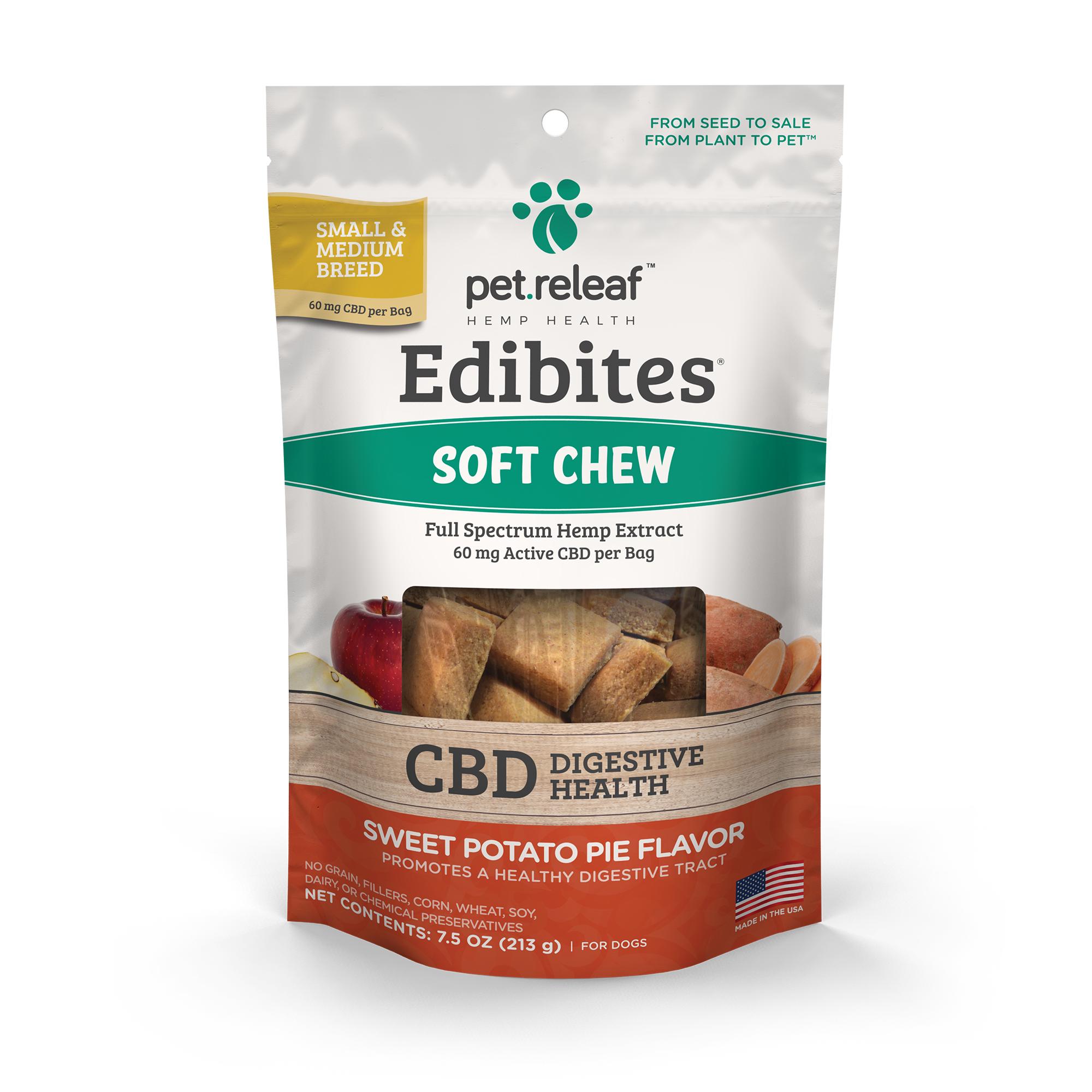 Pet Releaf Edibites Soft Chew Digestive Health Sweet Potato Small & Medium Breed Dog Supplement