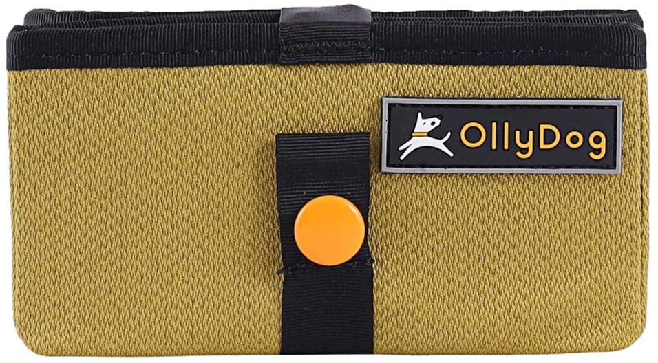 OllyDog Crumple Travel Dog Bowl, Amber Green