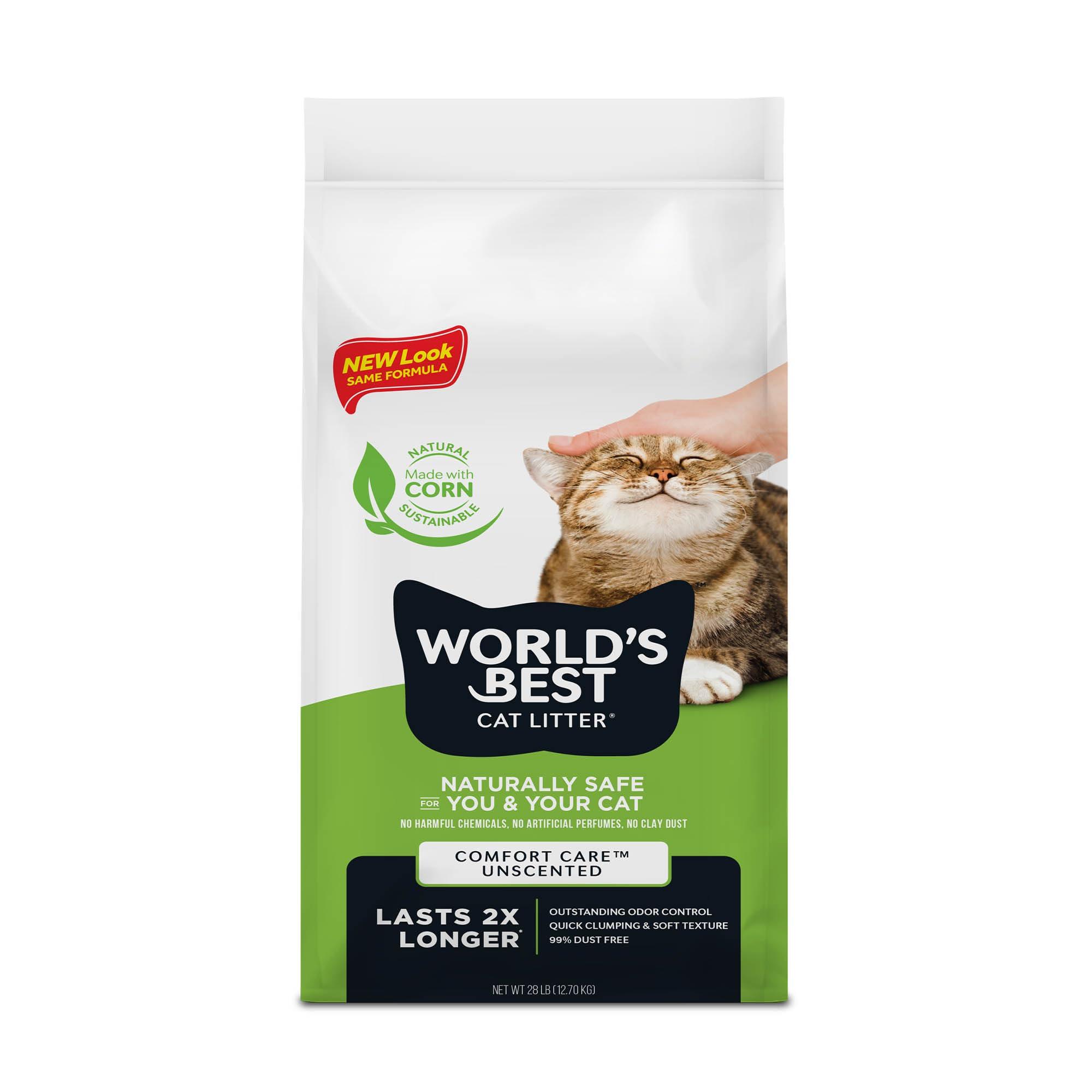 World's Best Comfort Care Unscented Clumping Cat Litter, 28-lb