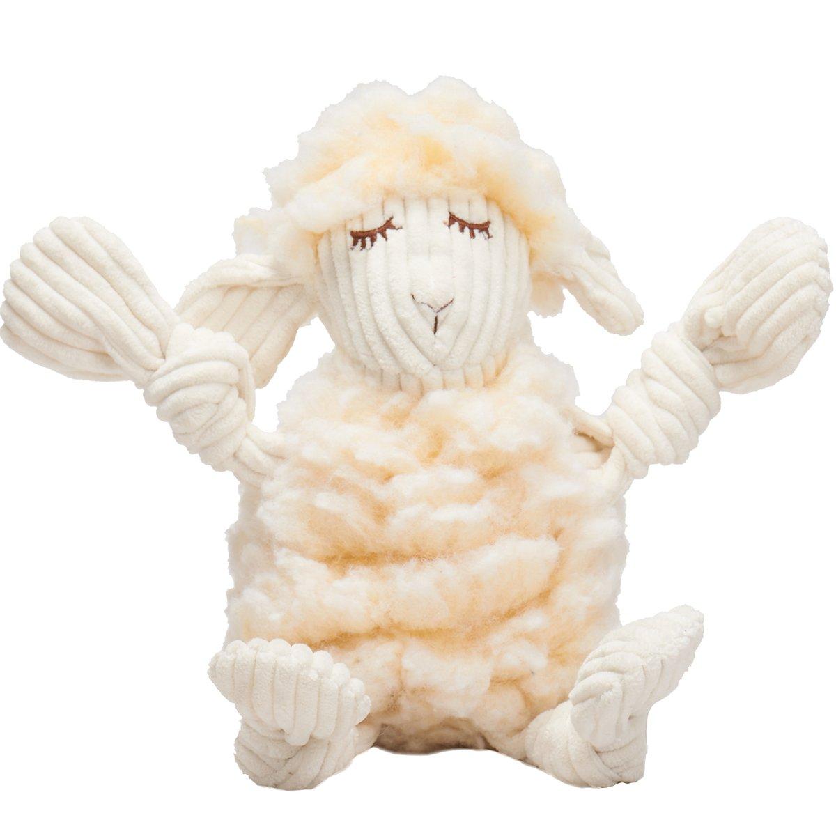 HuggleHounds HuggleFleece FlufferKnottie Louise the Lamb Dog Toy, Small