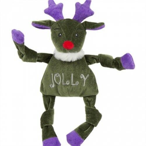 HuggleHounds Knotties Christmas Jolly Reindeer Dog Toy, Large