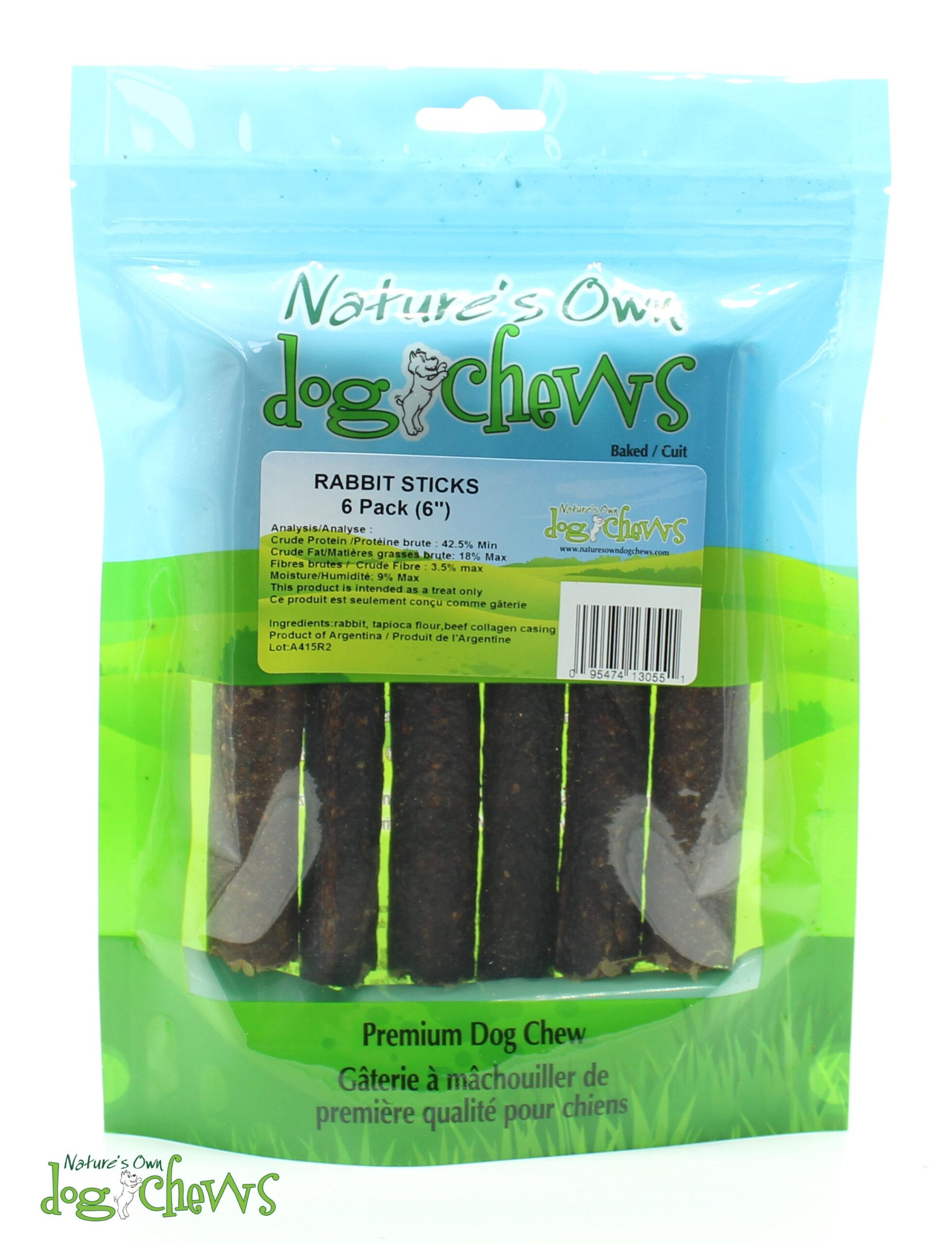 Nature's Own Dog Chews Rabbit Sticks Dog Treats, 6-in, 6-pk